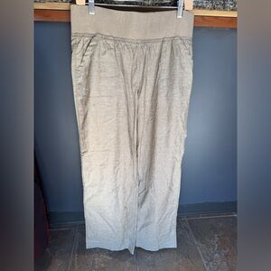 prAna Mantra Pants Women's Dark Khaki Elastic Waistband Relaxed Fit Large NEW